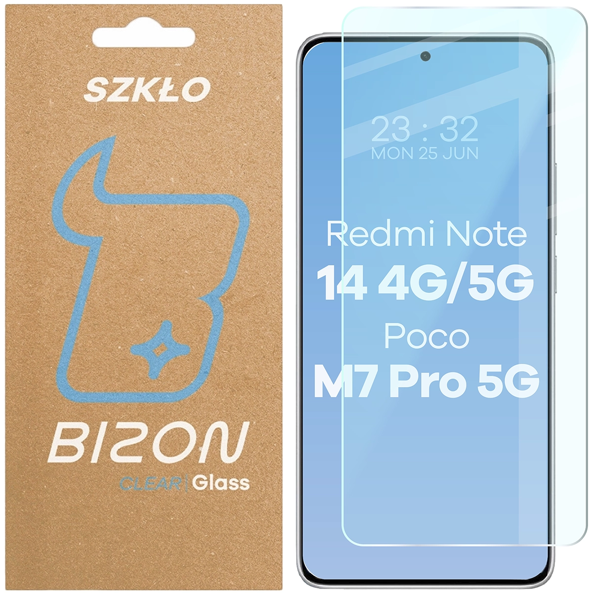 Szkło hartowane Bizon Glass Clear do Xiaomi Redmi Note 14/Poco M7 Pro 5G!